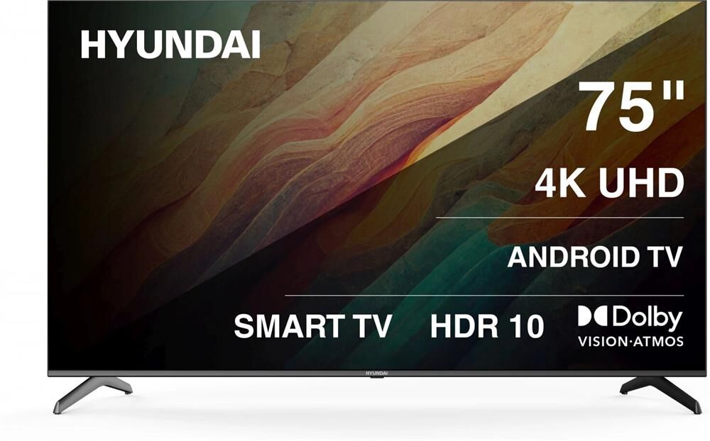 HYUNDAI 75" Телевизор H-LED75BU7009, 4K Ultra HD, черный, СМАРТ ТВ, Android TV