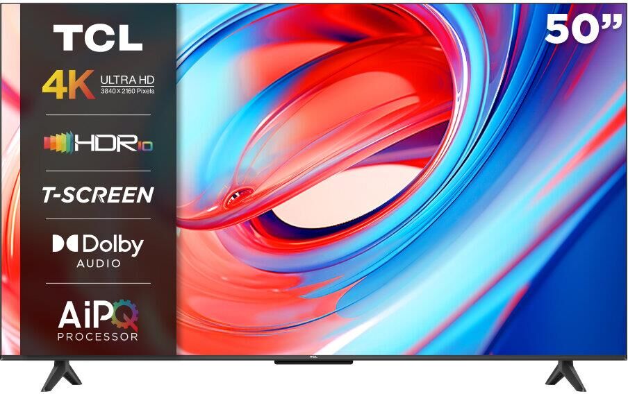 TCL 50" Телевизор 50V6B, 4K Ultra HD, черный, СМАРТ ТВ, Google TV